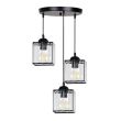CANDELLUX 33-21137 GLASSIA LAMPA WISZĄCA TALERZ CZARNY 3X40 E27 KLOSZ CZARNY+KRYSZTAŁY BEZBARWNE