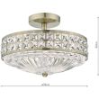 DAR OLO5375 OLONA 3LT SEMI FLUSH ANT BRASS AND CLEAR CRYSTAL
