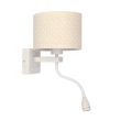 CANDELLUX 21-27665 POLO LAMPA KINKIET BIAŁY 1X40W E27+2W LED ABAŻUR KREMOWY