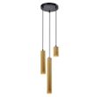 CANDELLUX 33-79121 TUBO LAMPA WISZĄCA CZARNY TALERZ 3X25W GU10 KLOSZ MIX DREWNIANY