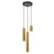 CANDELLUX 33-79121 TUBO LAMPA WISZĄCA CZARNY TALERZ 3X25W GU10 KLOSZ MIX DREWNIANY