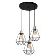 CANDELLUX 33-00323 PRIMO LAMPA WISZĄCA TALERZ CZARNY+PATYNA 3X60W E27 KLOSZ CZARNY