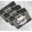 CANDELLUX 99-49018 ZESTAW TRZECH OPRAW SS-16 CH/BK 3X3W GU10 LED Z ŻARÓWKĄ LED CHROM OPR. STROP. STAŁA KWADRATOWA SZKŁO CZARNE