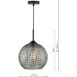 DAR SOR0110 SOREN 1LT PENDANT BLACK SMOKED GLASS