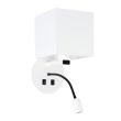 CANDELLUX 21-75659 MAGNUM 1 LAMPA KINKIET OKRAGŁY 1X40W E27+3W LED ABAŻUR KWADRAT BIAŁY