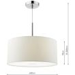 DAR RON102 RONDA 3LT PENDANT 40CM DRUM WHITE FAUX SILK