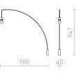 RENDL R12654 BEND podstawa ścienna łukowa nikiel mat 230V E27 42W