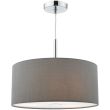 DAR RON1039 RONDA 3LT PENDANT 40CM DRUM GREY FAUX SILK