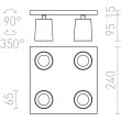 RENDL R12921 KENNY IV sufitowa biała/czarna 230V GU10 4x35W