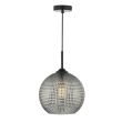 DAR SOR0110 SOREN 1LT PENDANT BLACK SMOKED GLASS