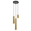 CANDELLUX 33-79121 TUBO LAMPA WISZĄCA CZARNY TALERZ 3X25W GU10 KLOSZ MIX DREWNIANY
