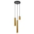 CANDELLUX 33-79121 TUBO LAMPA WISZĄCA CZARNY TALERZ 3X25W GU10 KLOSZ MIX DREWNIANY