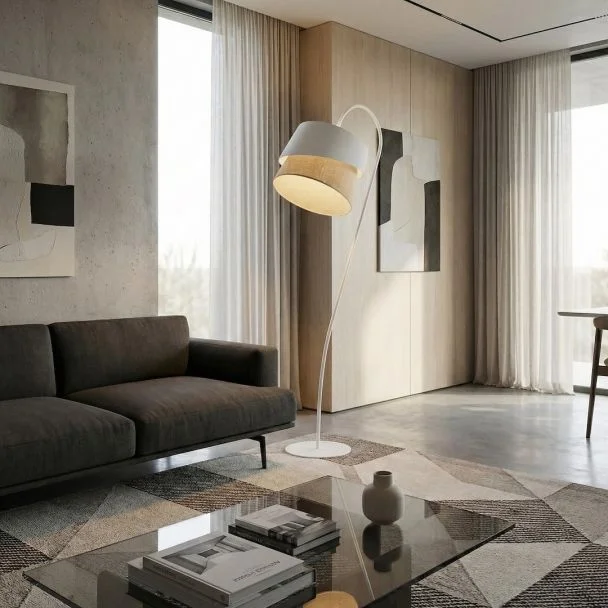 EMIBIG 1711/LP1 CANVA LP1 WHITE NATURAL Lampa podłogowa