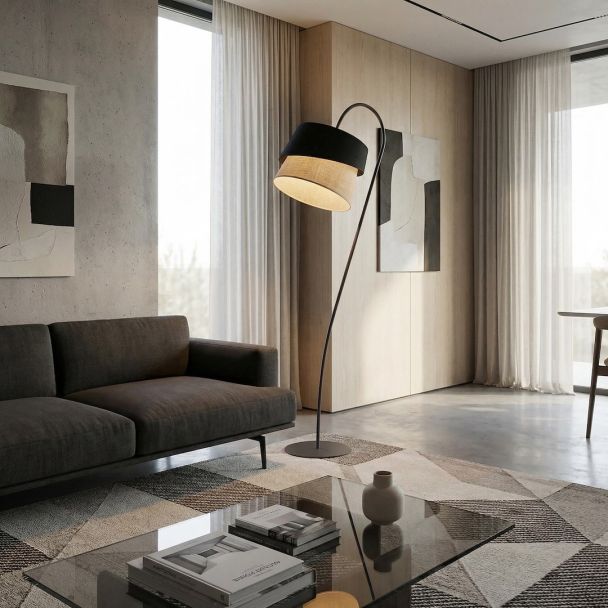 EMIBIG 1709/LP1 CANVA LP1 BLACK NATURAL Lampa podłogowa