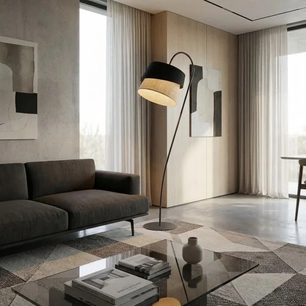 EMIBIG 1709/LP1 CANVA LP1 BLACK NATURAL Lampa podłogowa