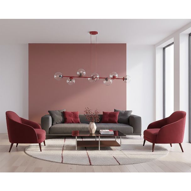 EMIBIG 1645/8 MAGNUS 8 BURGUNDY TRANSPARENT LAMPA WISZĄCA