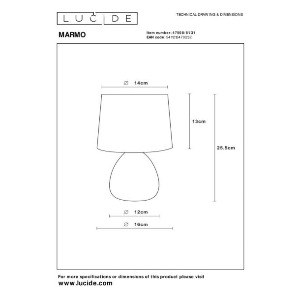 LUCIDE 47508/81/31 MARMO LAMPA STOJĄCA