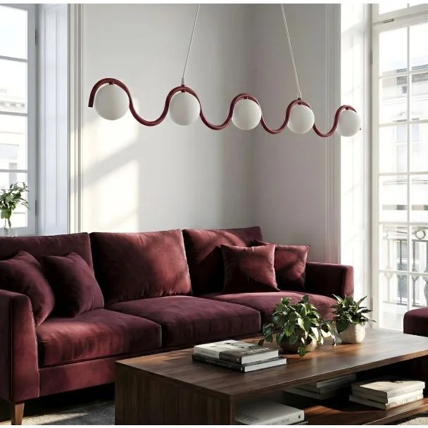 EMIBIG 1666/5 SINUS 5 BURGUNDY LAMPA WISZĄCA