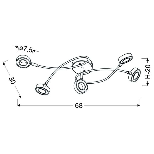 CANDELLUX 98-66039 VINOLA PLAFON 5X5W LED CHROM 3000K