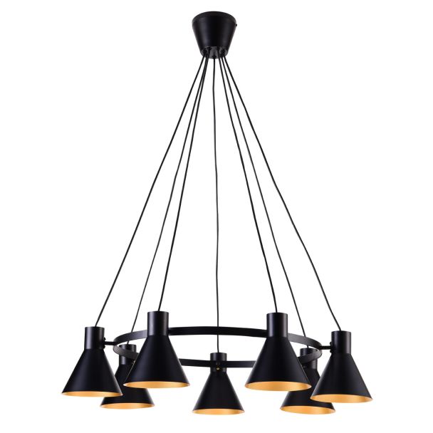 CANDELLUX 37-71170 MORE LAMPA WISZĄCA 7X40W E27 CZARNY MATOWY