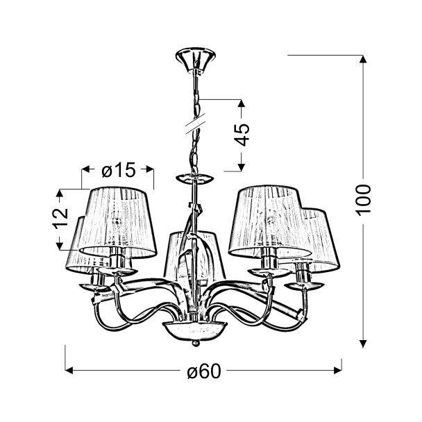 CANDELLUX 35-55064 DIVA ZWIS 5X40W E14 CHROM/MIEDŹ