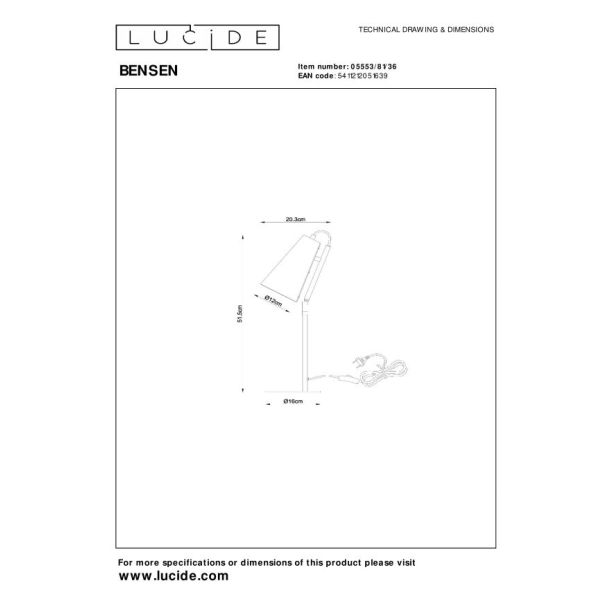 LUCIDE BENSEN 05553/81/36 lampa stołowa