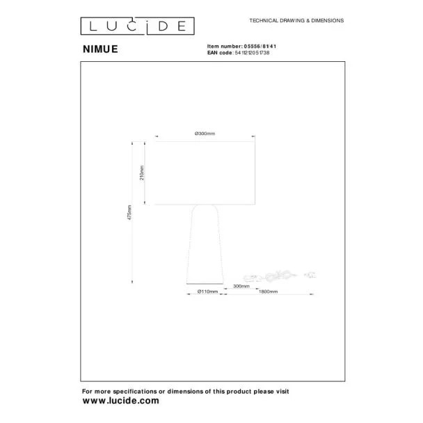 LUCIDE NIMUE 05556/81/41 lampa stołowa
