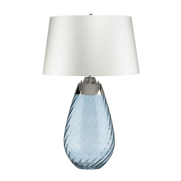ELSTEAD Lena LENA-TL-L-BLUE-OWSS 2 Light Large Blue Table Lamp with Off-white Shade