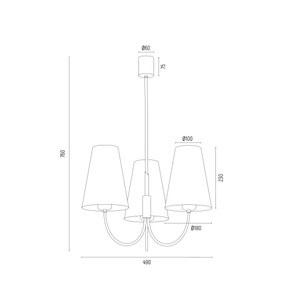 ARGON 6268 SAFIANO żyrandol 3 pł. biały, czarny