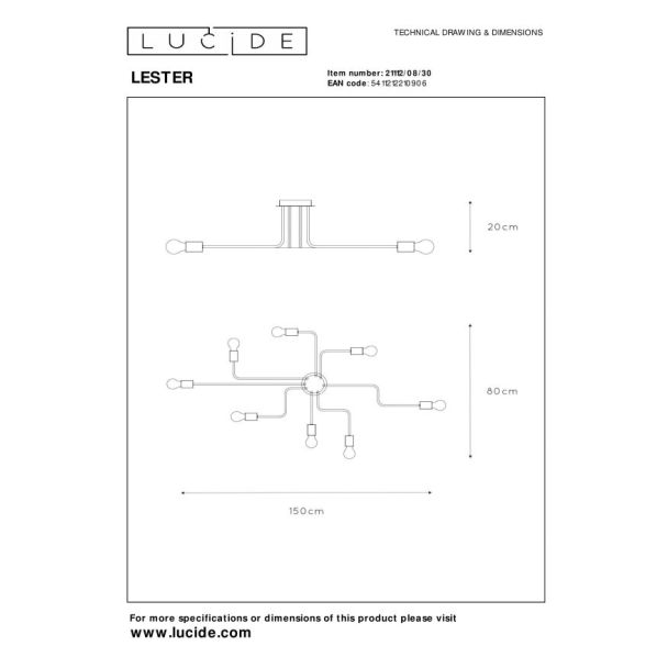 LUCIDE LESTER 21112/08/30 LAMPA SUFITOWA - NOWOCZESNA