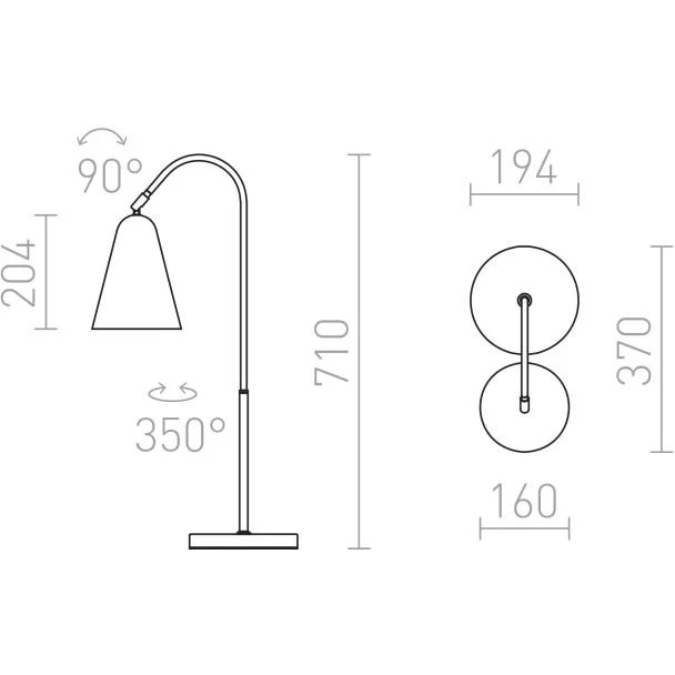 RENDL R12675 GARBO stołowa czarna chrom 230V E27 28W