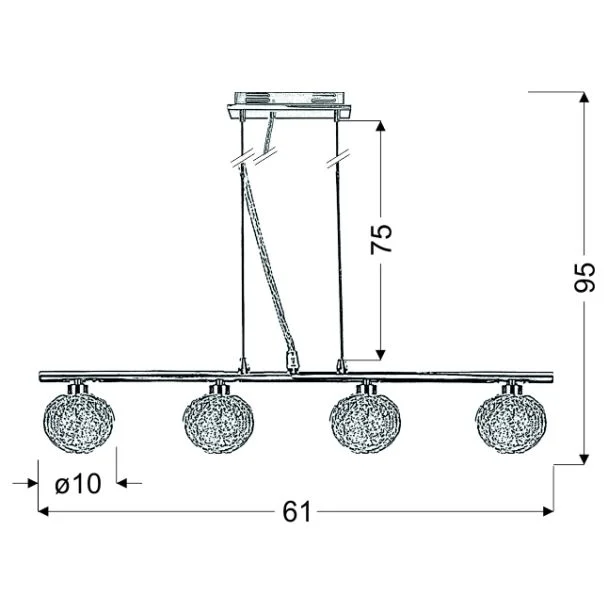 CANDELLUX 34-14092 WIND ZWIS 4X40W G9 CHROM