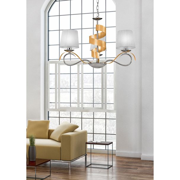 CANDELLUX 33-23421 DENIS ZWIS 3X40W E14 CHROM/ZŁOTY