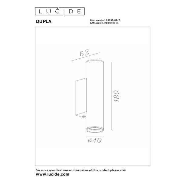LUCIDE DUPLA 09243/02/15 lampa ścienna