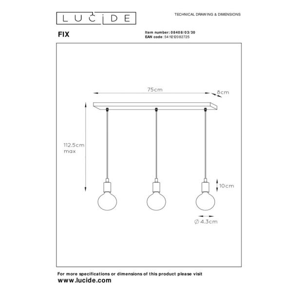 LUCIDE FIX 08408/03/30 LAMPA WISZĄCA - NOWOCZESNA