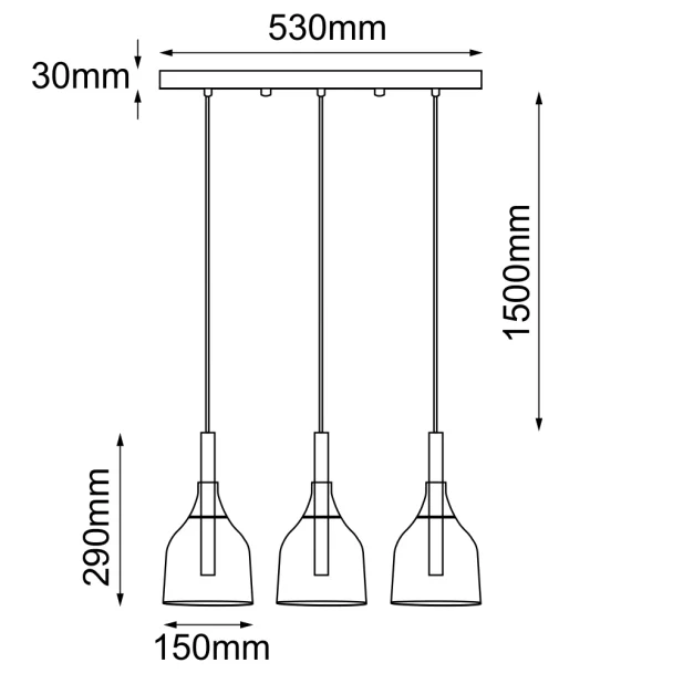 ANTIGO Lampa wisząca Botor 3 - Czarna (530 mm) 5096
