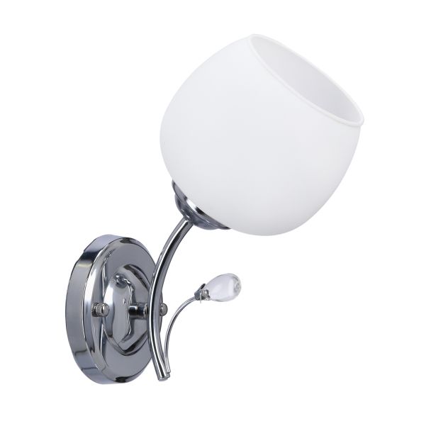 CANDELLUX 21-09425 ESTAR LAMPA KINKIET CHROMOWY 1X40W E27 KLOSZ BIAŁY