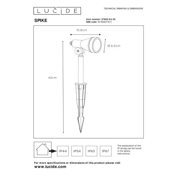 LUCIDE SPIKE LED 27882/05/30 LAMPA STOJĄCA - ZEWNĘTRZNA NOWOCZESNA