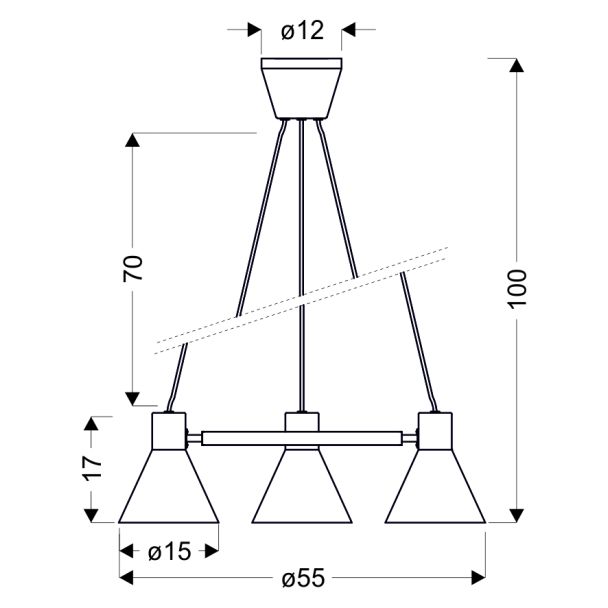 CANDELLUX 33-71156 MORE LAMPA WISZĄCA 3X40W E27 CZARNY MATOWY