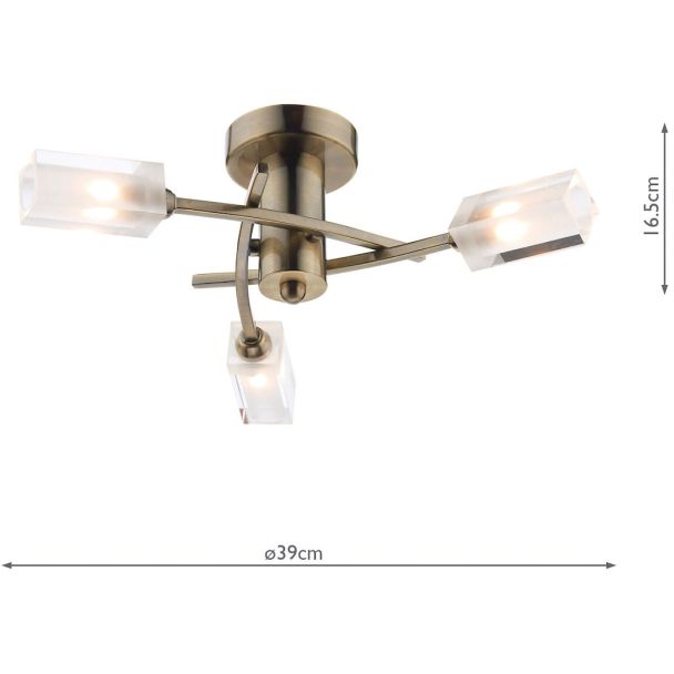 DAR MOR0375 MORGAN 3LT SEMI FLUSH ANT BRA