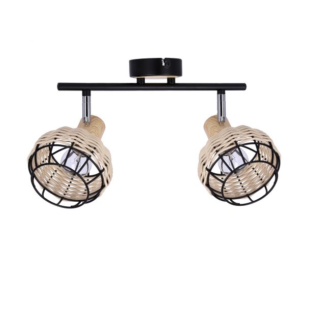 CANDELLUX 92-12203 TAJGA LAMPA SUFITOWA LISTWA CZARNY+DREWNIANY 2X40W E14 KLOSZ CZARNY+DREWNIANY