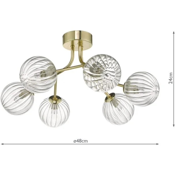 DAR YIS6435 YISKA 6LT SEMI FLUSH GOLD