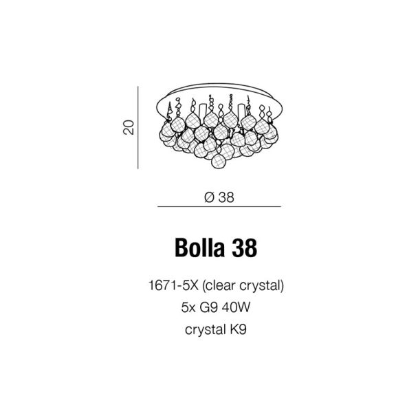AZZARDO 1671-5X-CL / AZ1286 Bolla 38 Lampa sufitowa