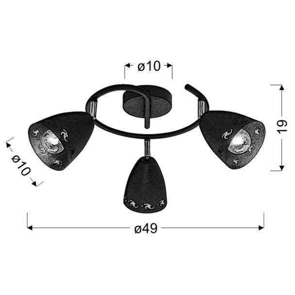 CANDELLUX 98-67180 COTY SPIRALA 3X40W E14 CZARNY