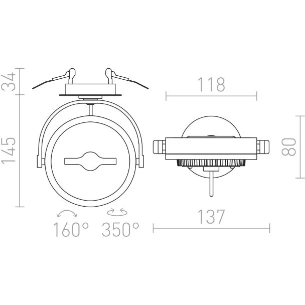 RENDL R12638 KELLY LED DIMM z wpuszczaną podstawą czarna 230V LED 12W 24° 3000K