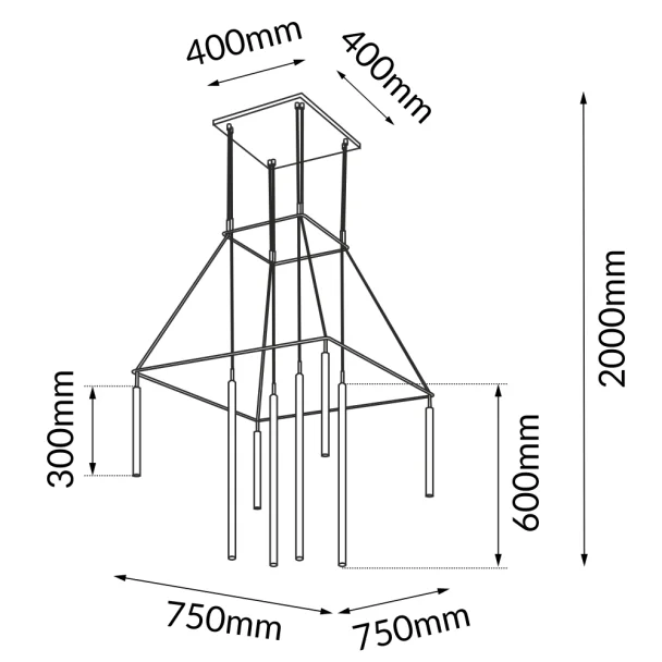 ANTIGO Lampa wisząca alha H - (750 mm) Czarna 9010