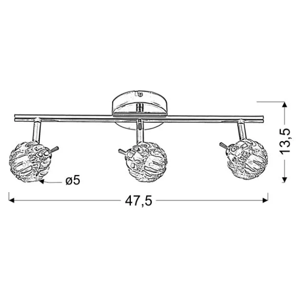 CANDELLUX 93-70302 BOMBOLA LAMPA SUFITOWA LISTWA 3X40W G9 CHROM BEZ ŻARÓWEK