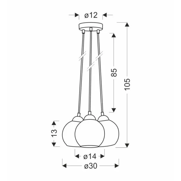 CANDELLUX 33-16416 NUBIA LAMPA WISZĄCA CZARNY 3X60W E27 KLOSZ ZŁOTY