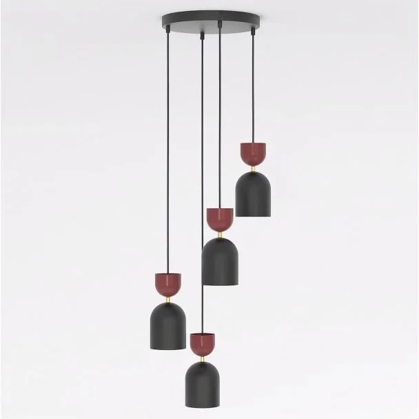EMIBIG 1737/4PREM GAUDI 4PREM BLACK BURGUNDY Lampa wisząca