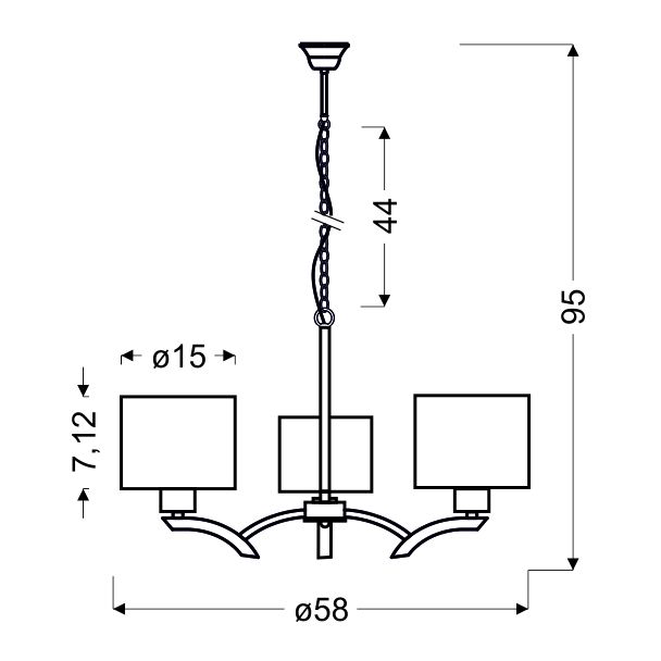 CANDELLUX 33-04208 DRAGA ZWIS 3X60W E27 KREMOWY